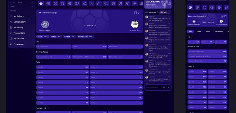 Sportsbook event markets page