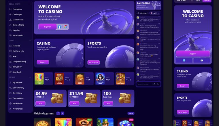 Turnkey template home lobby in the purple theme
