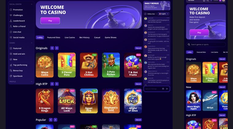 Turnkey template games lobby with game tiles